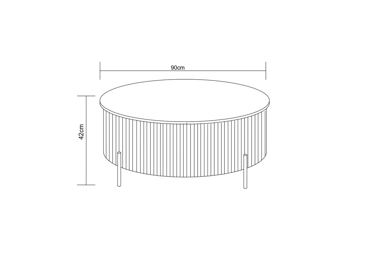 Table basse ronde céramique effet travertin noisette 90cm métal noir RUBY