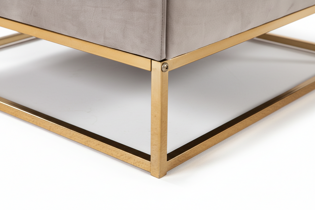 Table basse pouf velours moka 80x80 cm - CAPITONNE