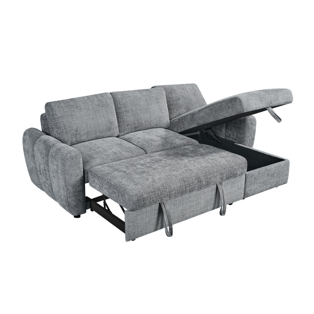 Canapé d’angle droit convertible en tissu Cremona anthracite 238 x 160 cm – Cuba