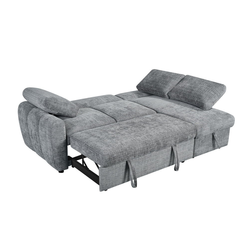 Canapé d’angle droit convertible en tissu Cremona anthracite 238 x 160 cm – Cuba