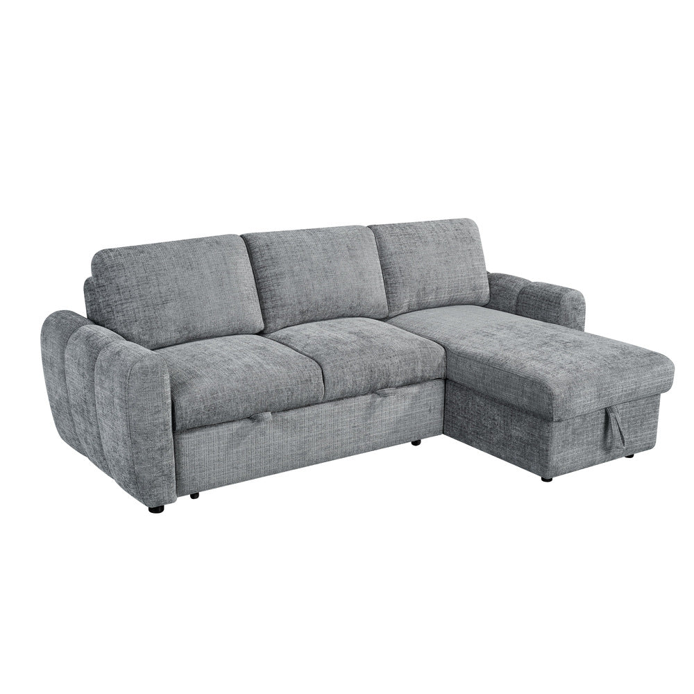 Canapé d’angle droit convertible en tissu Cremona anthracite 238 x 160 cm – Cuba