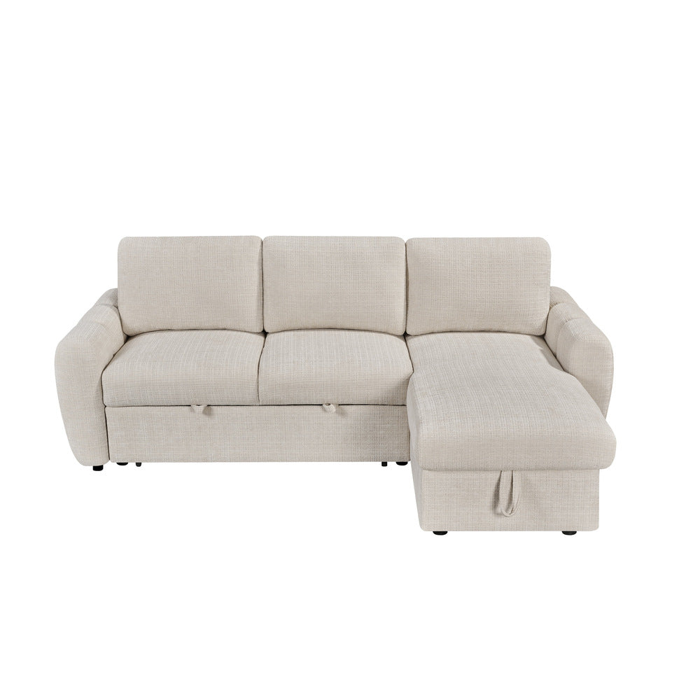 Canapé d’angle droit convertible en tissu Cremona beige 238 x 160 cm – Cuba