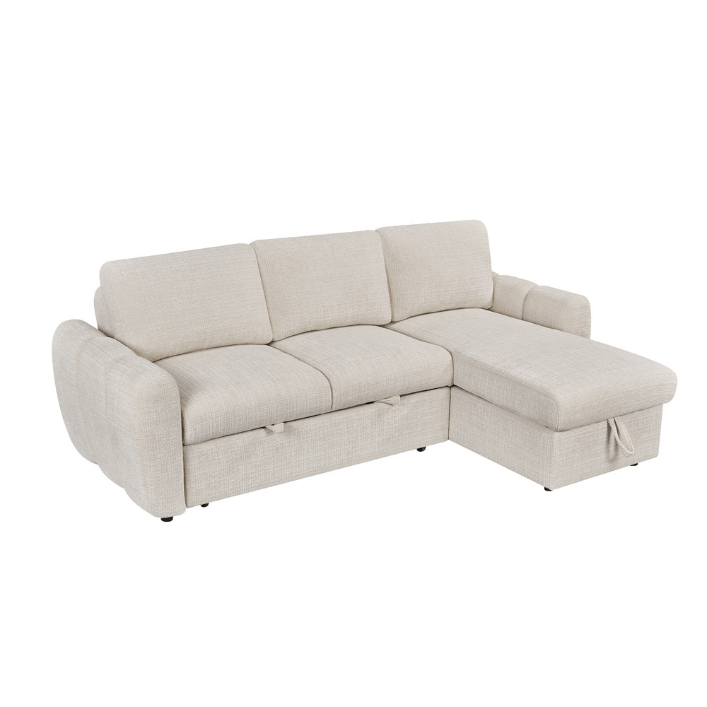 Canapé d’angle droit convertible en tissu Cremona beige 238 x 160 cm – Cuba