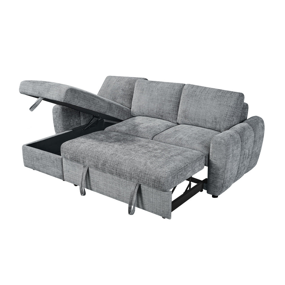 Canapé d’angle gauche convertible en tissu Cremona anthracite 238 x 160 cm – Cuba
