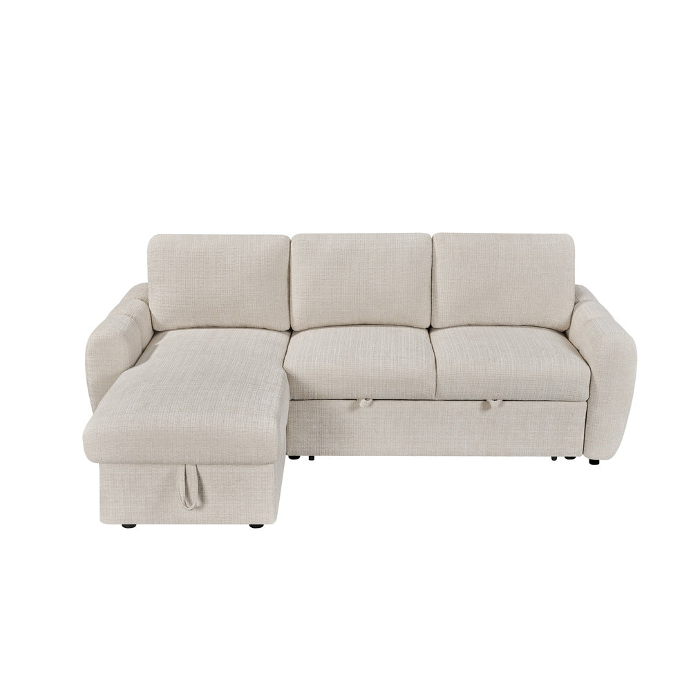 Canapé d’angle gauche convertible en tissu Cremona beige 238 x 160 cm – Cuba