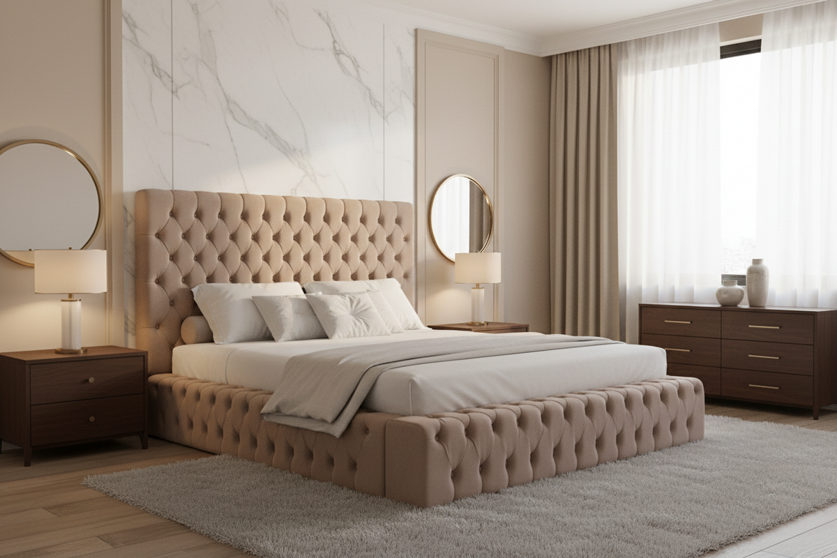 Cadre de lit double en velours 180x200 cm ROYAL