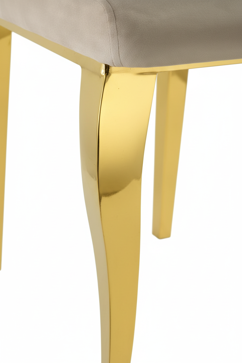 Lot de 6 Chaises baroque LOUIS Gold Velours Moka