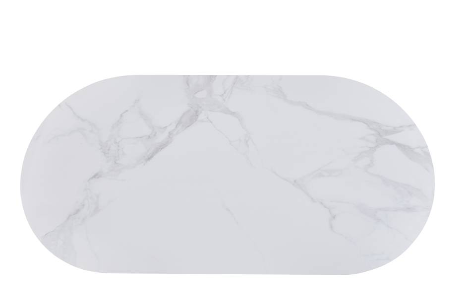 Table à manger 180 cm céramique effet marbre blanc pieds métal - VENEZIA