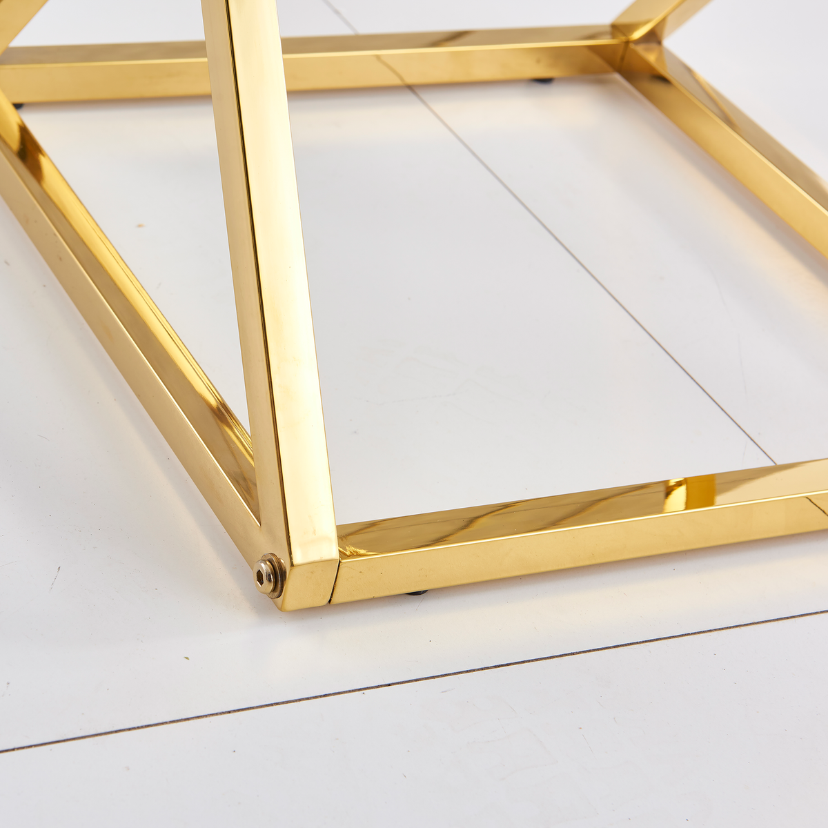 Guéridon BEVERLY – Pied Gold & Verre Transparent – 40x40x55 cm #couleur_transparent 