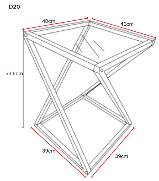 Guéridon BEVERLY – Pied Gold & Verre Transparent – 40x40x55 cm #couleur_transparent 