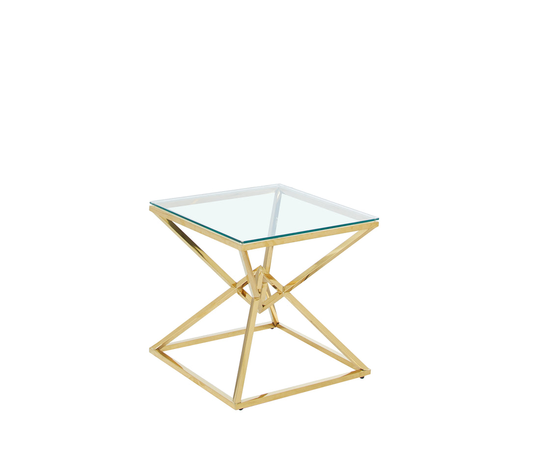 Guéridon PYRAMIDE Gold Transparent 55x55x H55 cm #couleur_transparent
