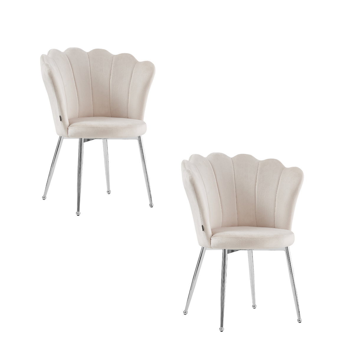 Lot de chaises NYMPHEA pieds Chrome assise Velours #couleur_beige