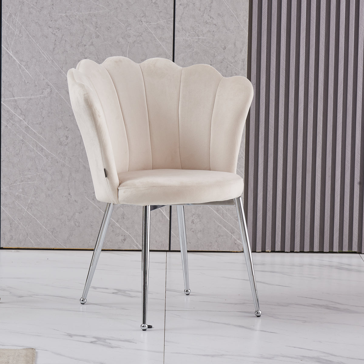 Lot de chaises NYMPHEA pieds Chrome assise Velours #couleur_beige