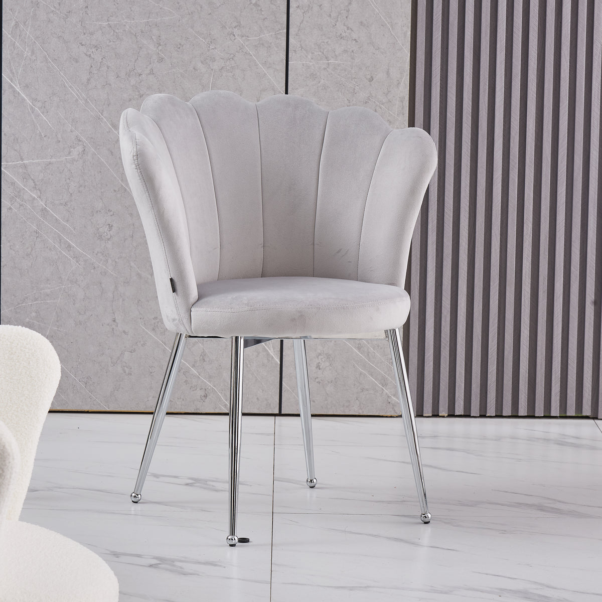 Lot de 2 chaises NYMPHEA pieds Chrome assise Velours Gris