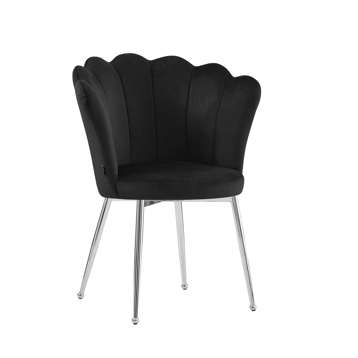 Lot de chaises NYMPHEA pieds Chrome assise Velours #couleur_noir