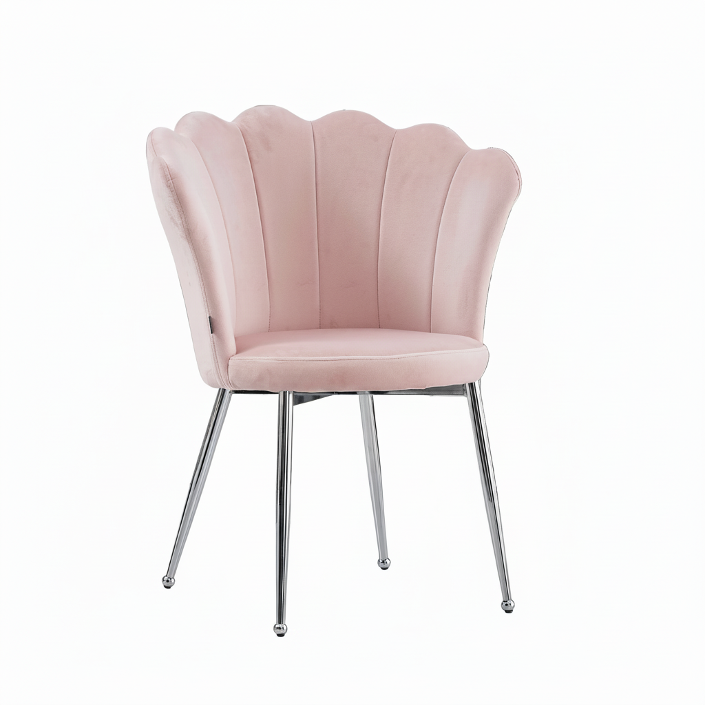 Lot de chaises NYMPHEA pieds Chrome assise Velours #couleur_rose
