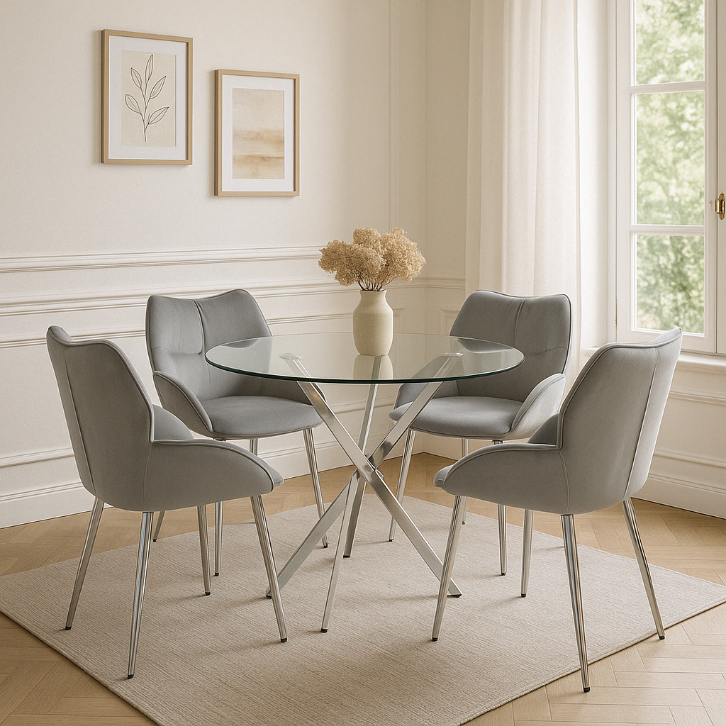 Lot de 2  Chaises LOHA pied métal Chrome