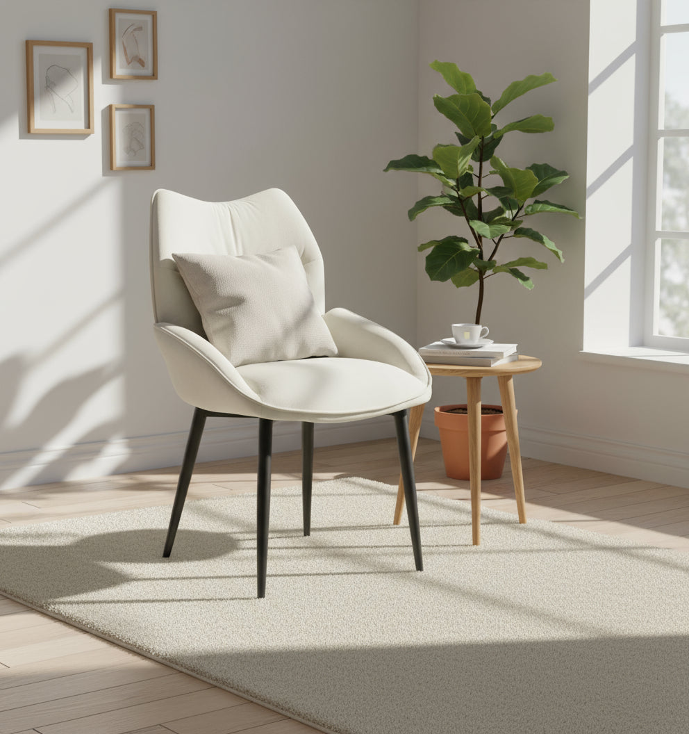Lot de 2 chaises velours beige métal noir 83x53x57 cm LOHA