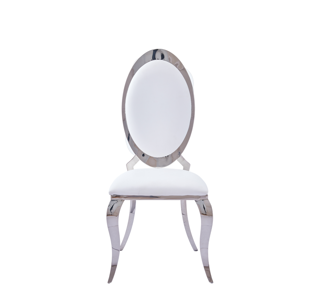Lot de 4 chaises ANGEL baroque Chrome simili cuir blanc