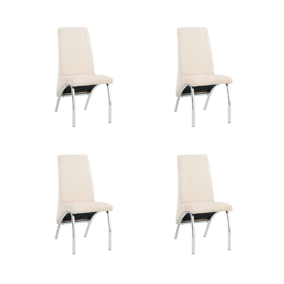 Lot de Chaises Fate chrome et velours #couleur_beige