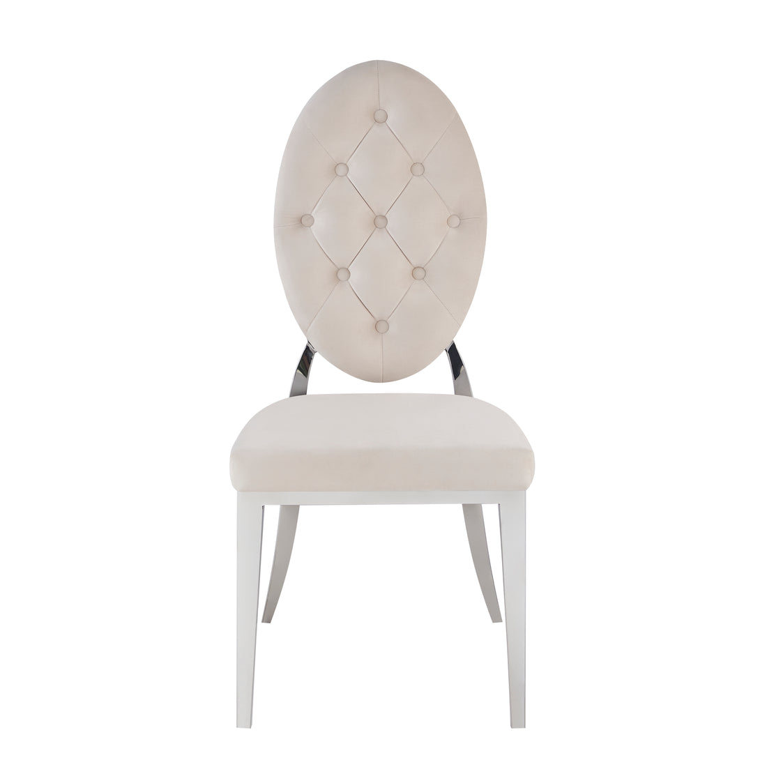 Lot de 4 chaises MEDAILLON capitonnées  chrome et velours Beige