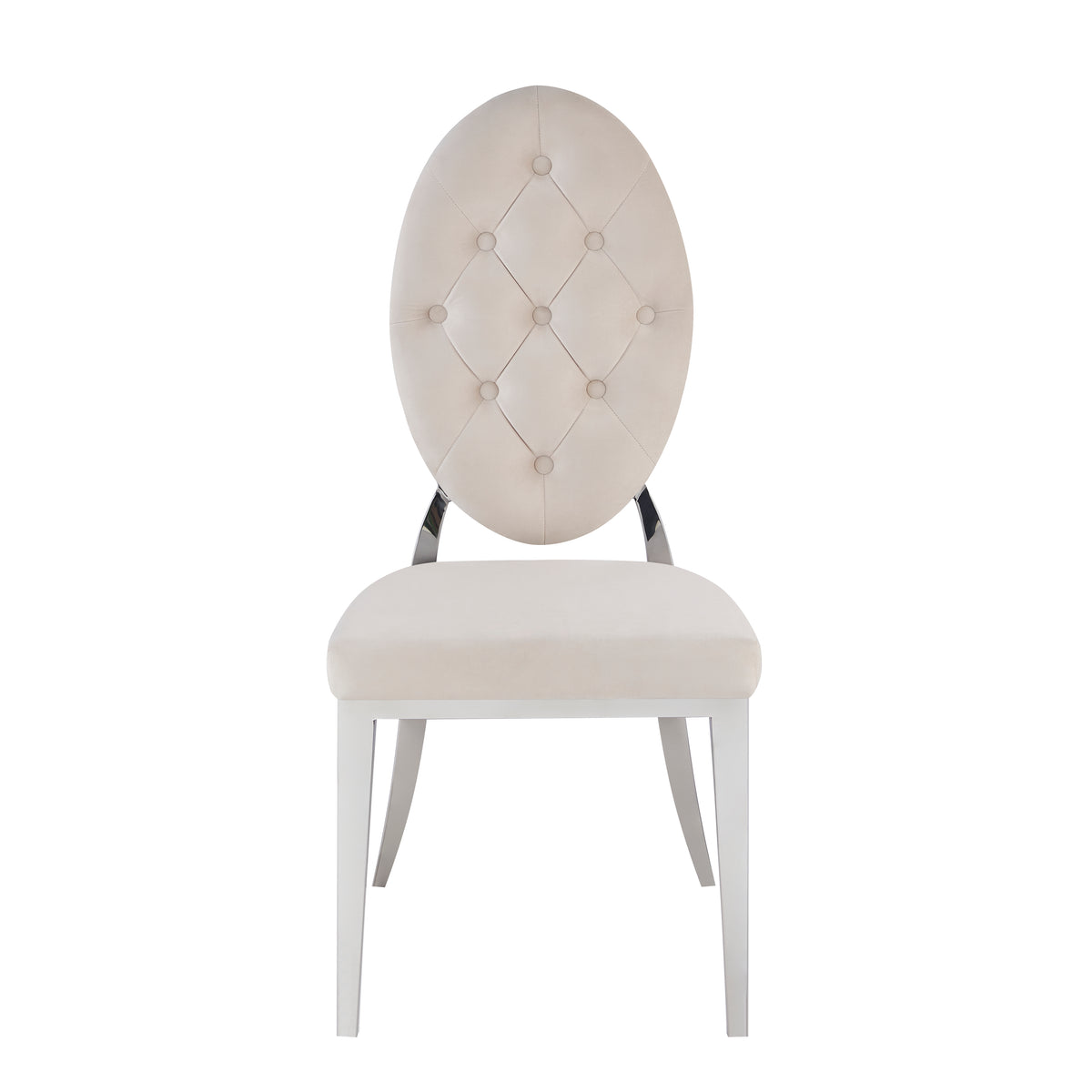 Lot de 4 chaises MEDAILLON capitonnées  chrome et velours Beige
