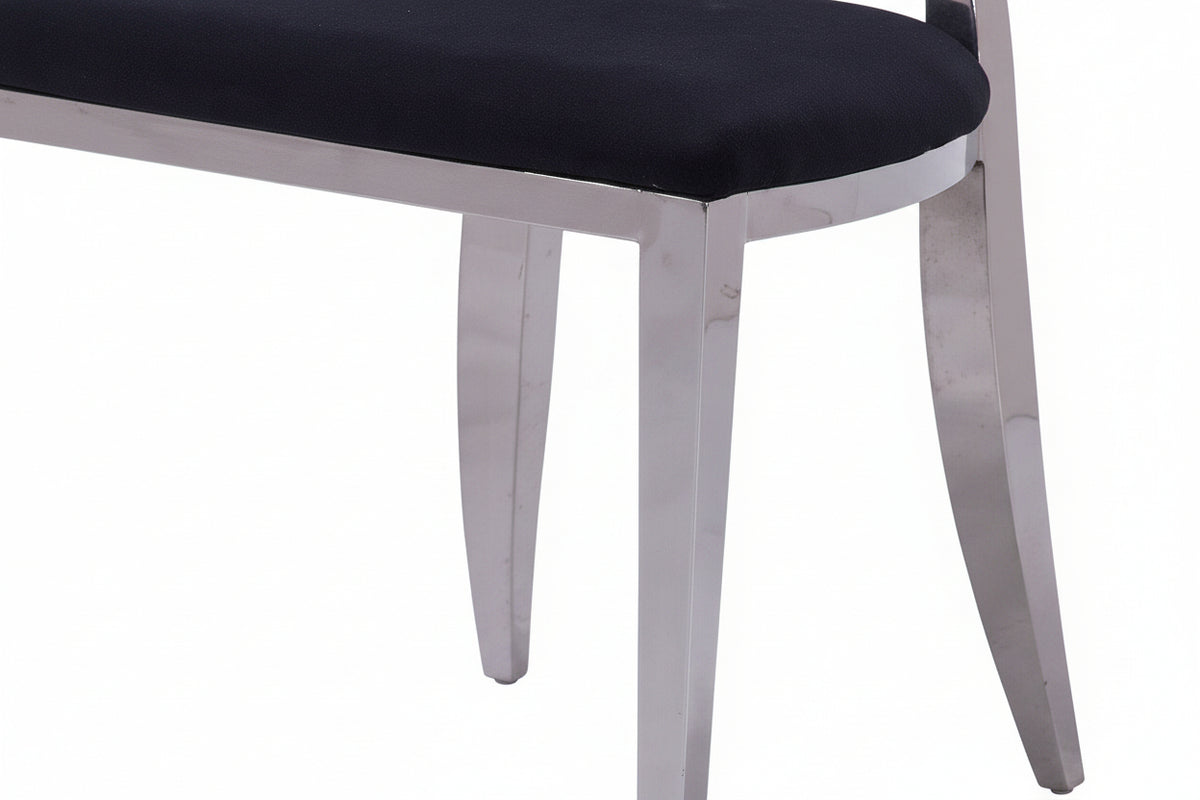 Lot 4 Chaises Salle à Manger Médaillon Velours Noir Pieds Chrome 50x52x108cm