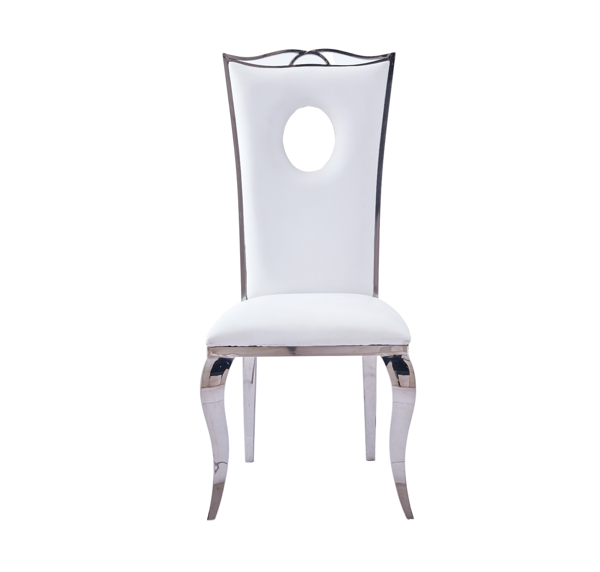 Lot de 4 Chaises baroque ROYAL Chrome Simili BLANC