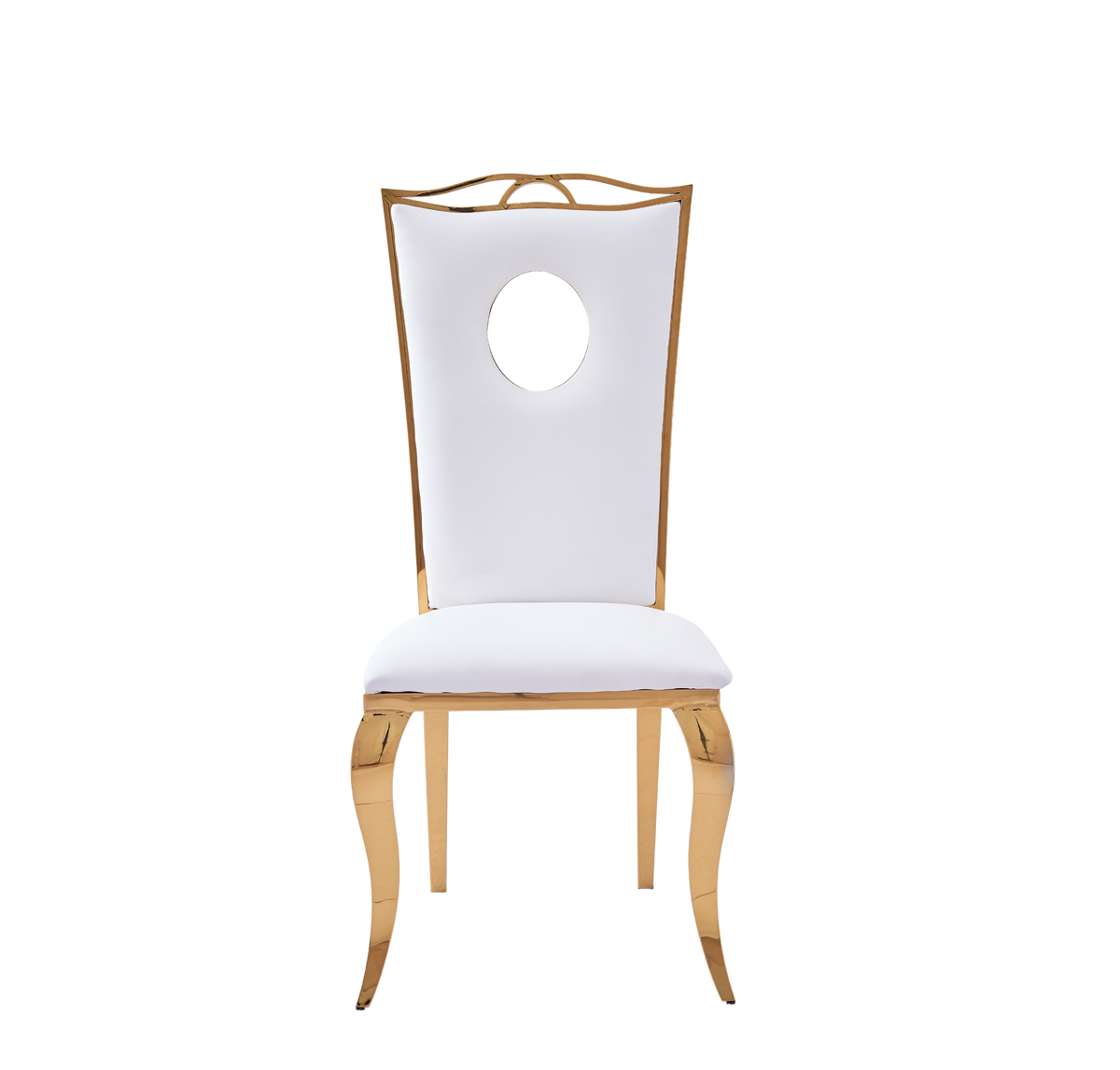 Lot de 4 Chaises Baroque ROYAL Gold Simili Blanc