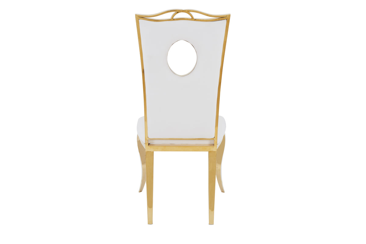 Lot de 4 Chaises Baroque ROYAL Gold Simili Blanc