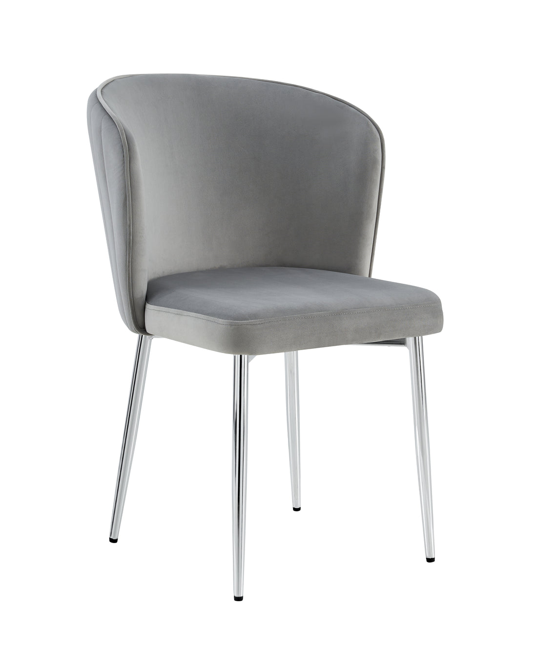 Lot de 4 chaises velours gris pieds métal chromé – Diana