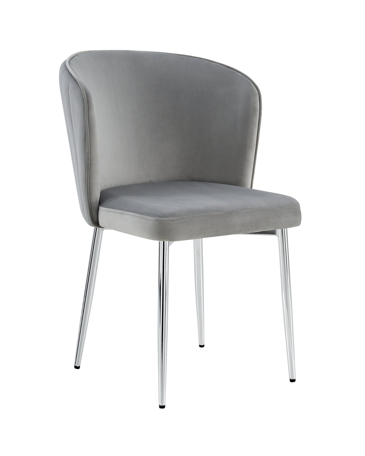 Lot de 4 chaises velours gris pieds métal chromé – Diana