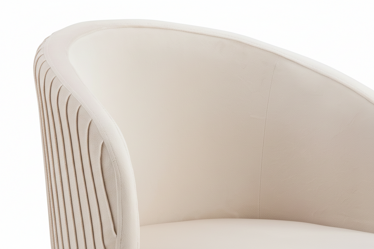 Lot 2 Chaises Salle à Manger Carlita Accoudoirs Velours Beige Pieds Gold 44,5x50x80cm