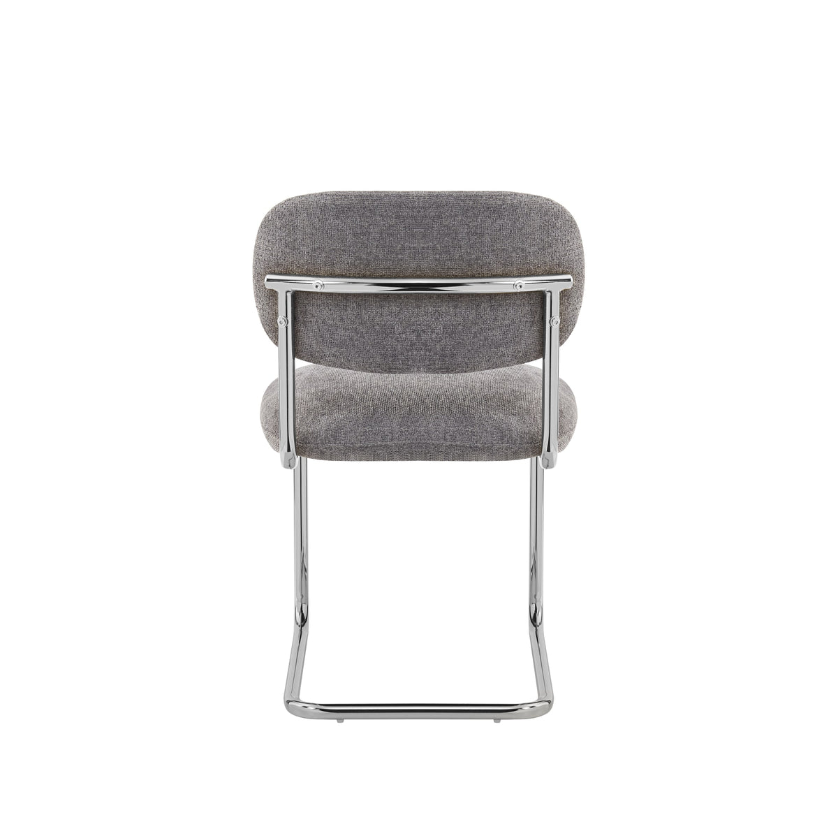CHAISE ARC TISSU MARBELLA ANTHRACITE PIED CHROME