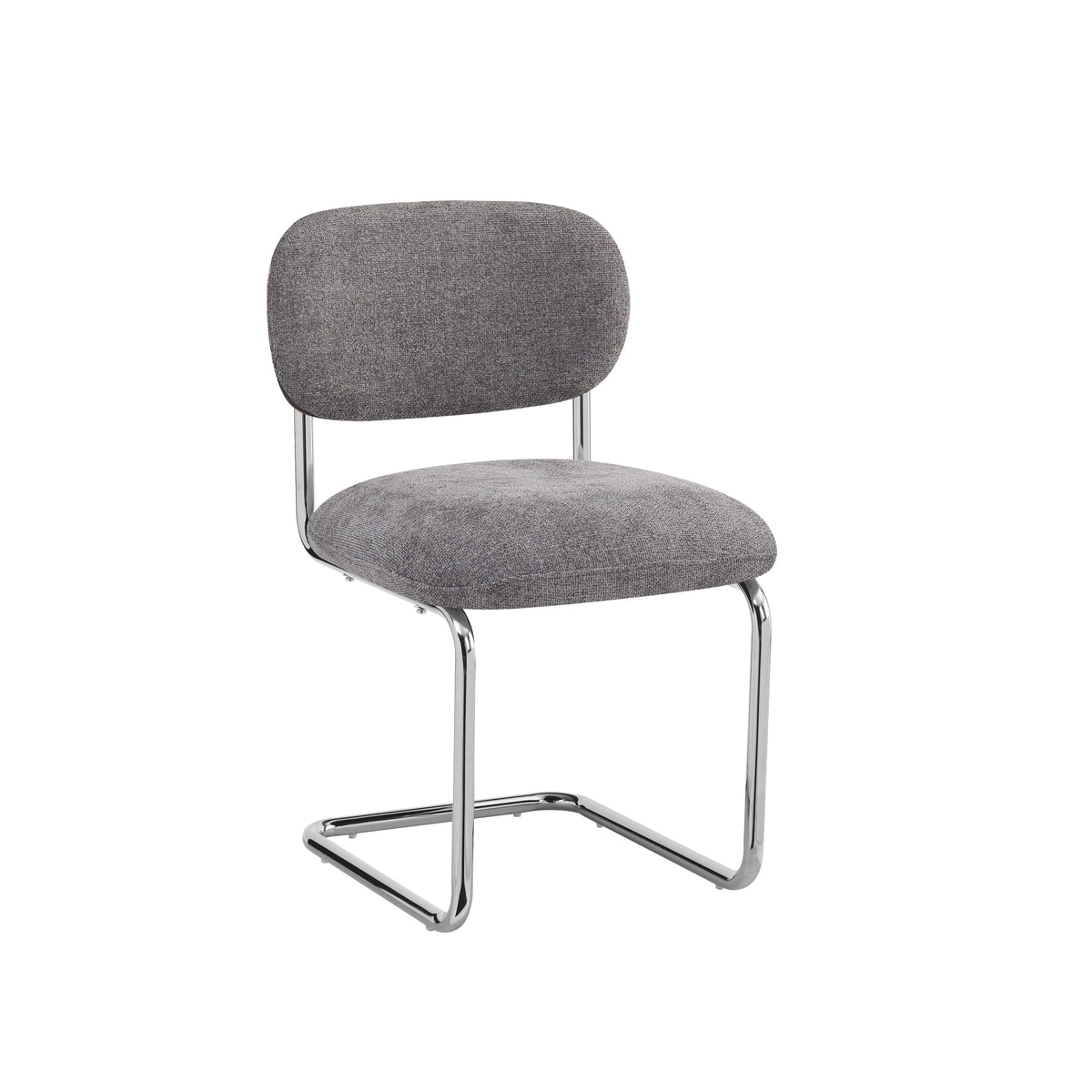 CHAISE ARC TISSU MARBELLA ANTHRACITE PIED CHROME