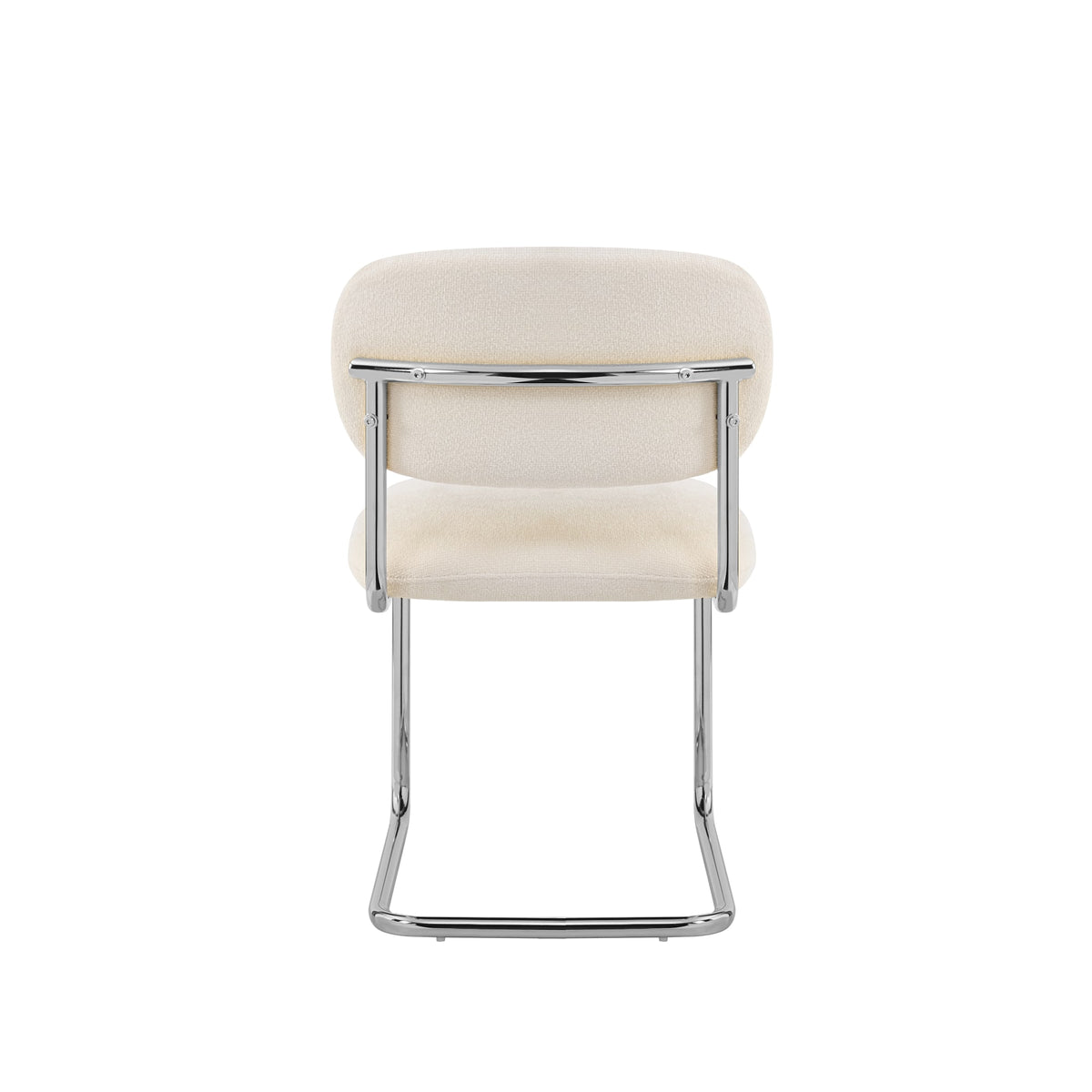 CHAISE ARC TISSU MARBELLA BEIGE PIED CHROME
