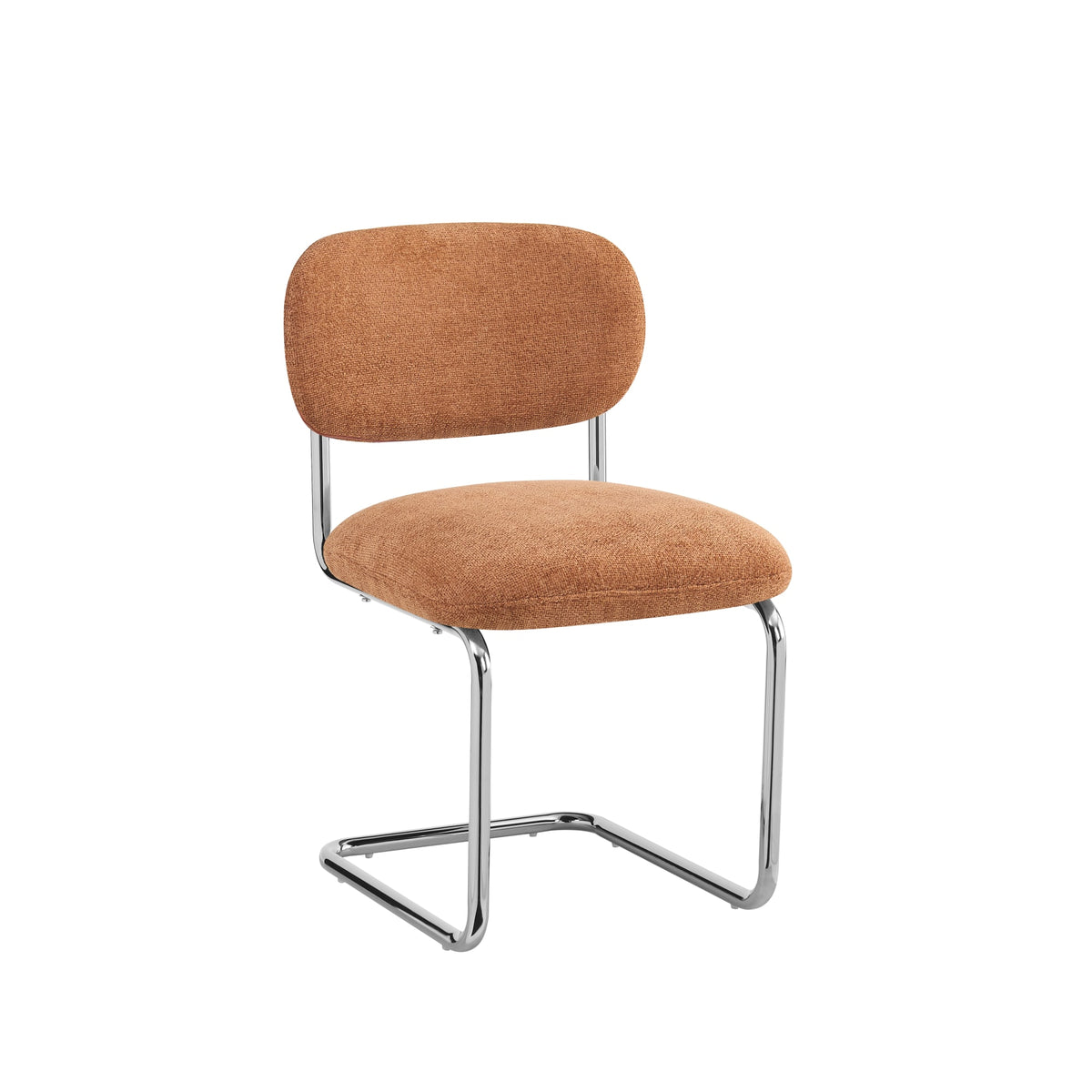 CHAISE ARC TISSU MARBELLA TERRACOTTA PIED CHROME