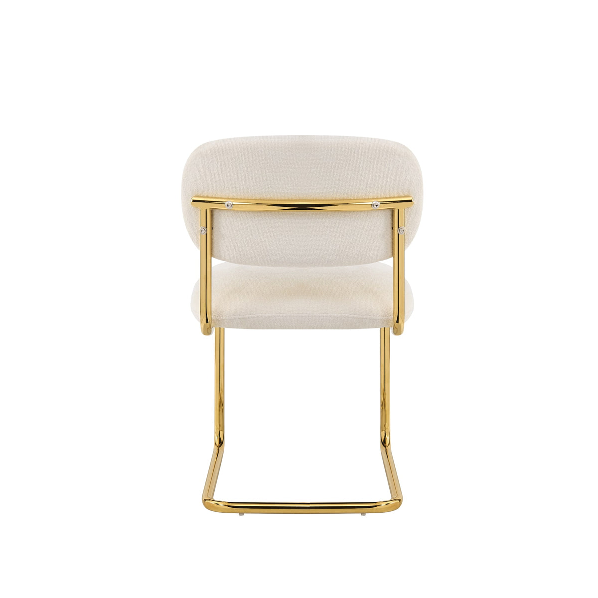 CHAISE ARC TISSU MARBELLA BEIGE PIED GOLD