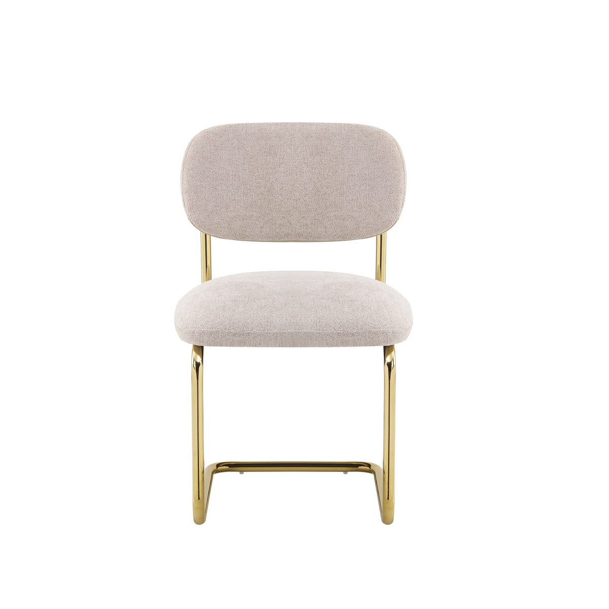 CHAISE ARC TISSU MARRON GLACE PIED GOLD