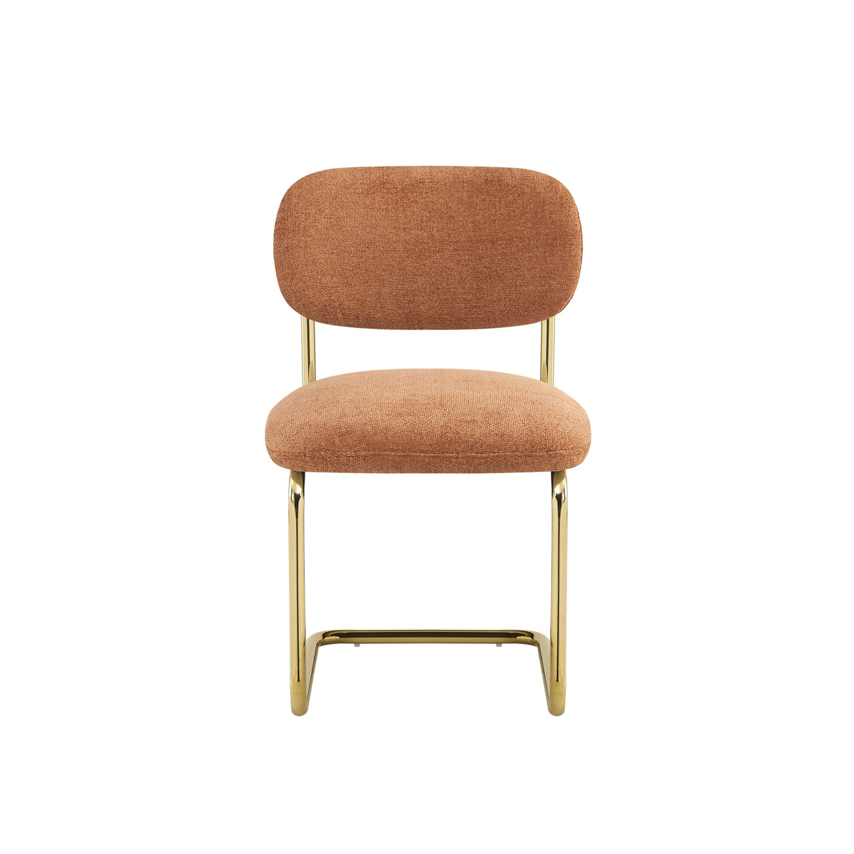 CHAISE ARC TISSU MARBELLA TERRACOTTA PIED GOLD
