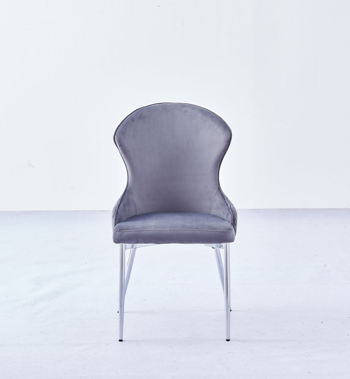 Chaise HILTON Velours Pieds Chrome #couleur_anthracite