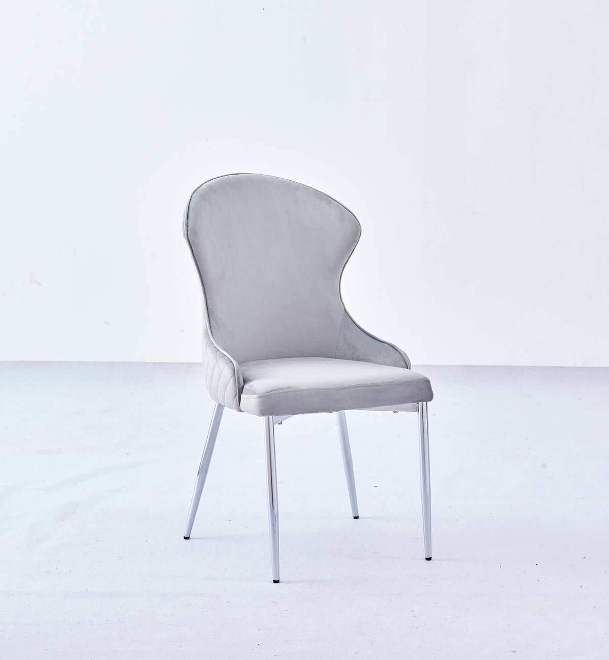 Chaise HILTON Velours Pieds Chrome #couleur_gris