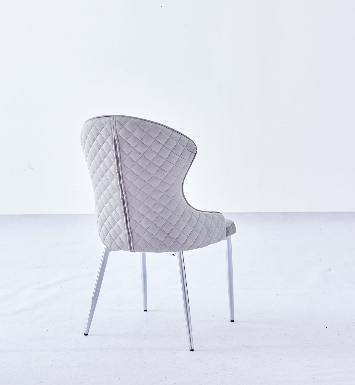 Chaise HILTON Velours Pieds Chrome #couleur_gris