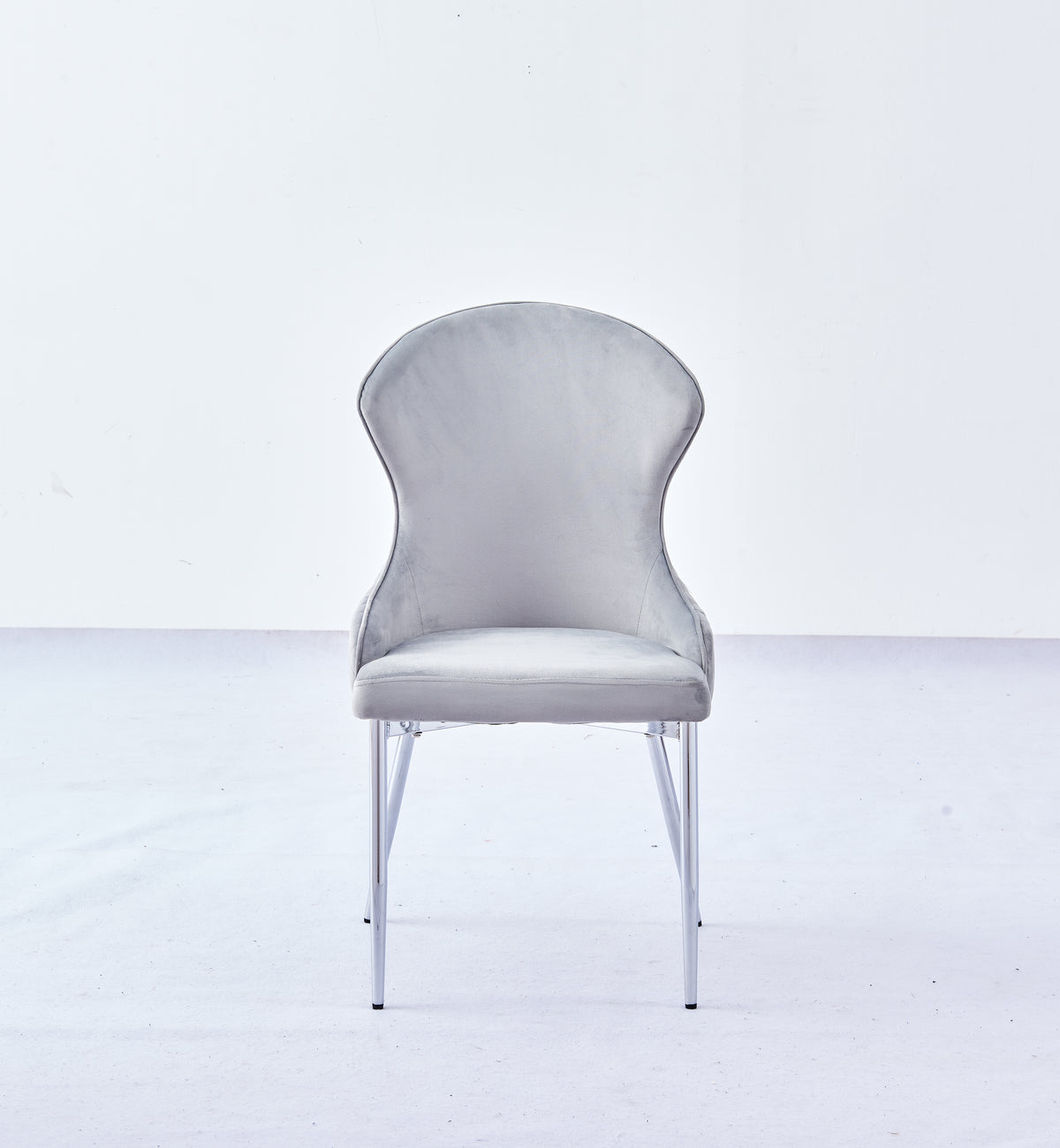 Chaise HILTON Velours Pieds Chrome #couleur_gris