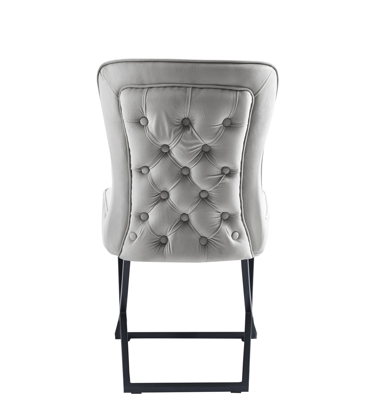 Lot de 4 chaises GABRIELLE Métal noir Velours Capitonné #couleur_gris