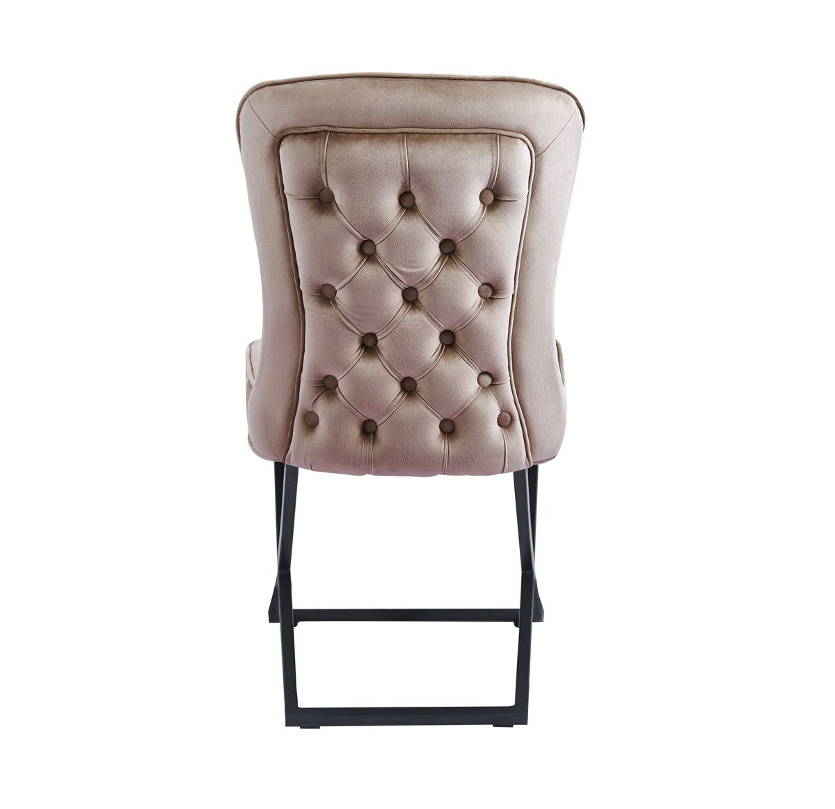 Lot de 4 chaises GABRIELLE Métal noir Velours Capitonné #couleur_taupe