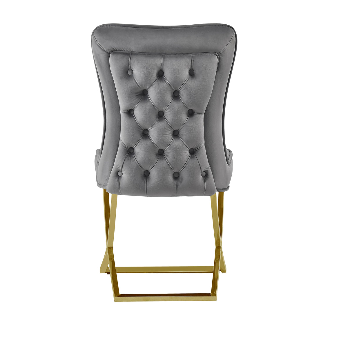 Lot de chaises GABRIELLE Gold Velours Capitonné #couleur_anthracite