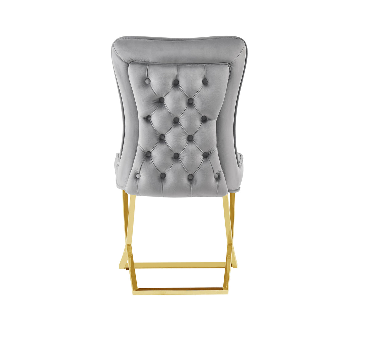 Lot de chaises GABRIELLE Gold Velours Capitonné #couleur_gris