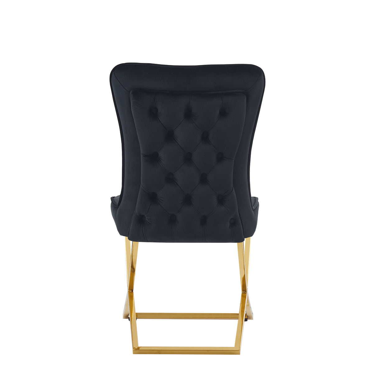 Lot de chaises GABRIELLE Gold Velours Capitonné #couleur_noir