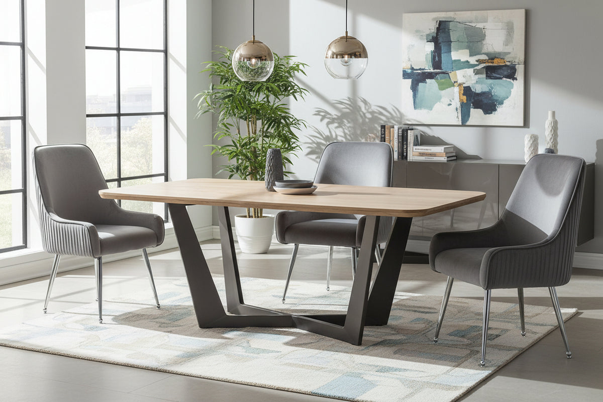 Lot 2 Chaises Salle à Manger Luxury Velours Anthracite Pieds Chrome 52x65,5x93,5cm